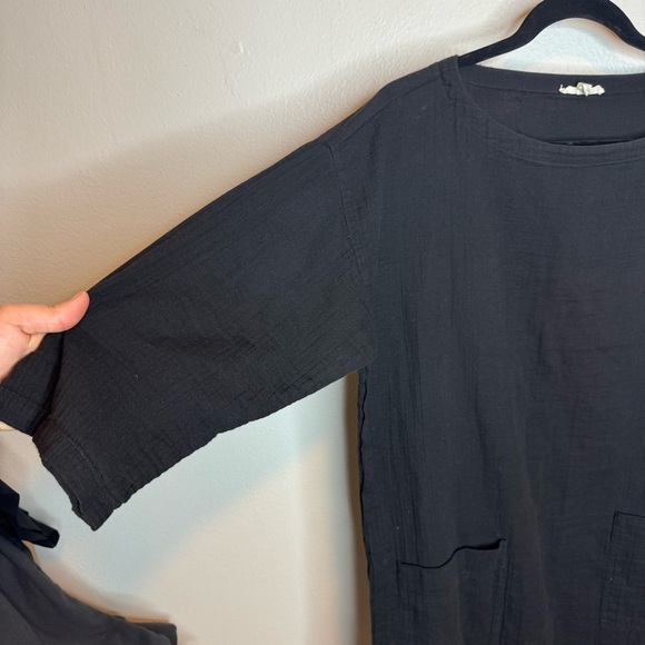 Eileen Fisher 100% Organic Cotton Short Sleeve Mini Dress Pockets - Picture 3 of 8